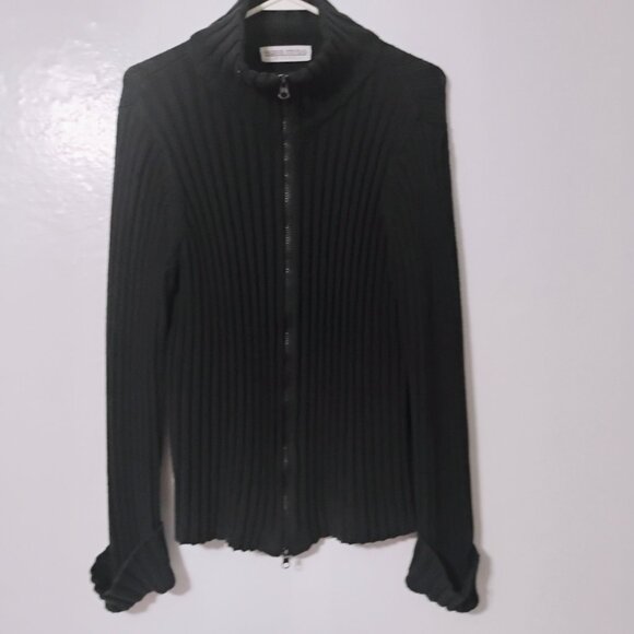 Valerie Stevens Sweaters - Valerie Stevens Sport Black Ribbed Zip Front Sweater Jacket Size M